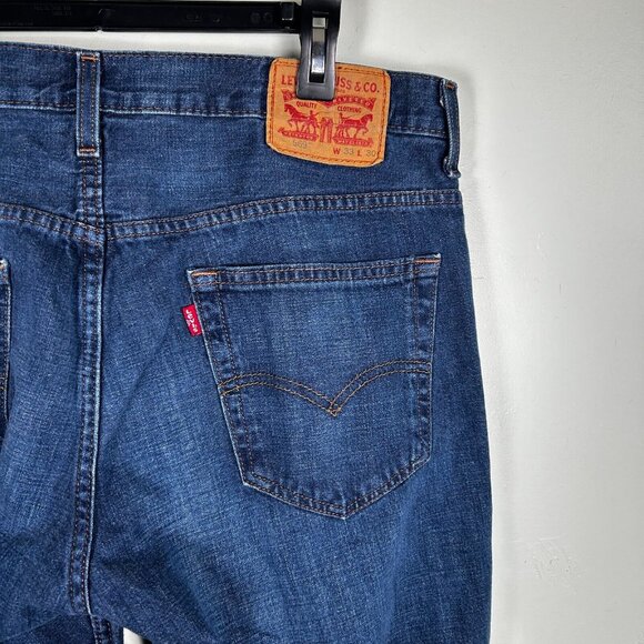 Levis Jeans Mens 33x30 569 Blue Loose Straight Dark Wash Whiskered Cotton Denim - Picture 4 of 8